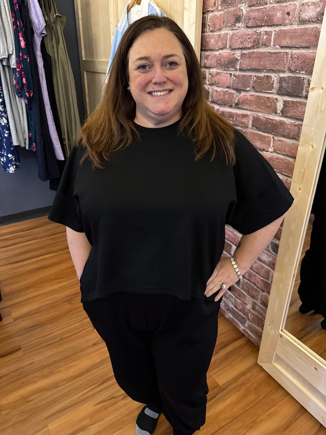 Davi &amp; Dani Black Shirt and Pant Set