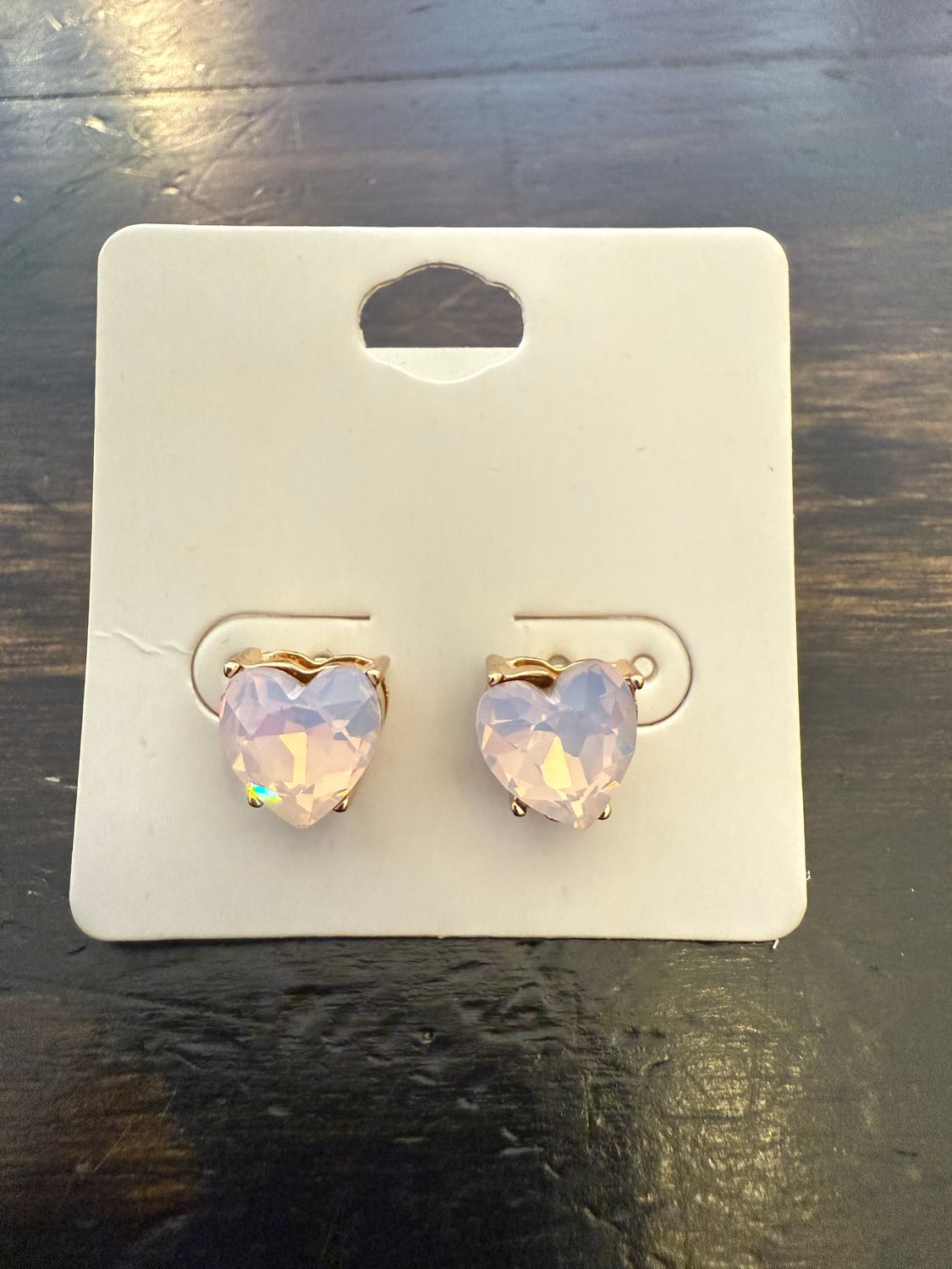 Pink Heart Studs Gold