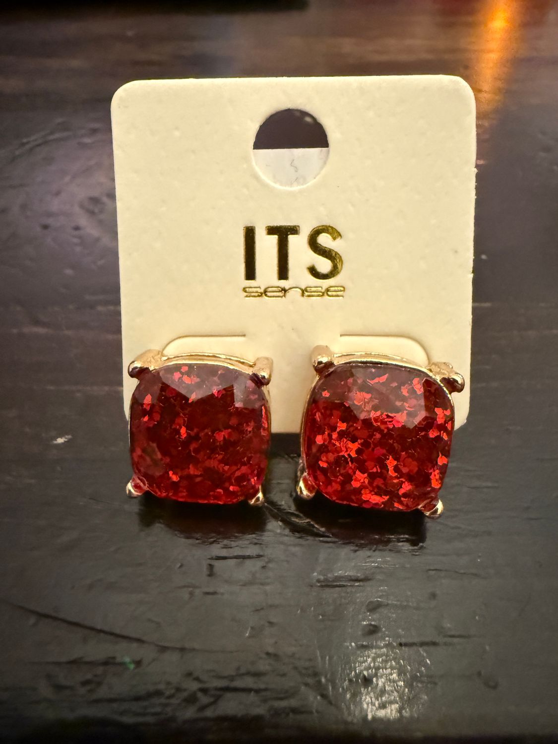 Red Glitter Studs