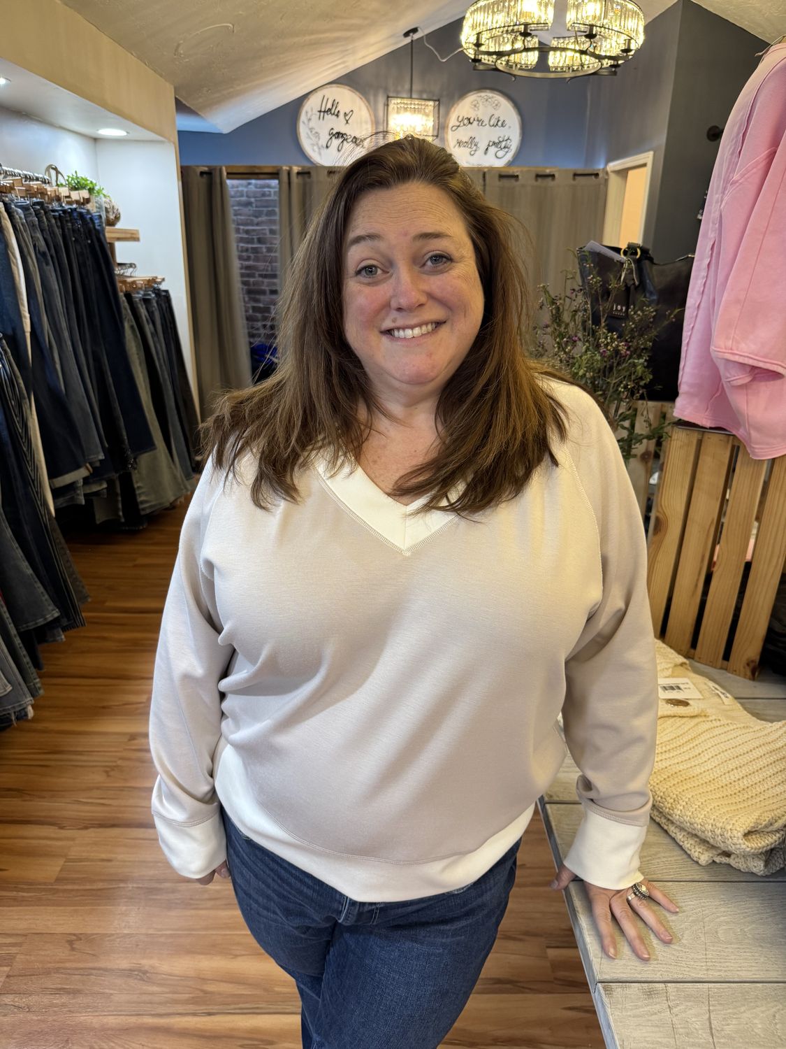 White Birch Stone Long Sleeve Top