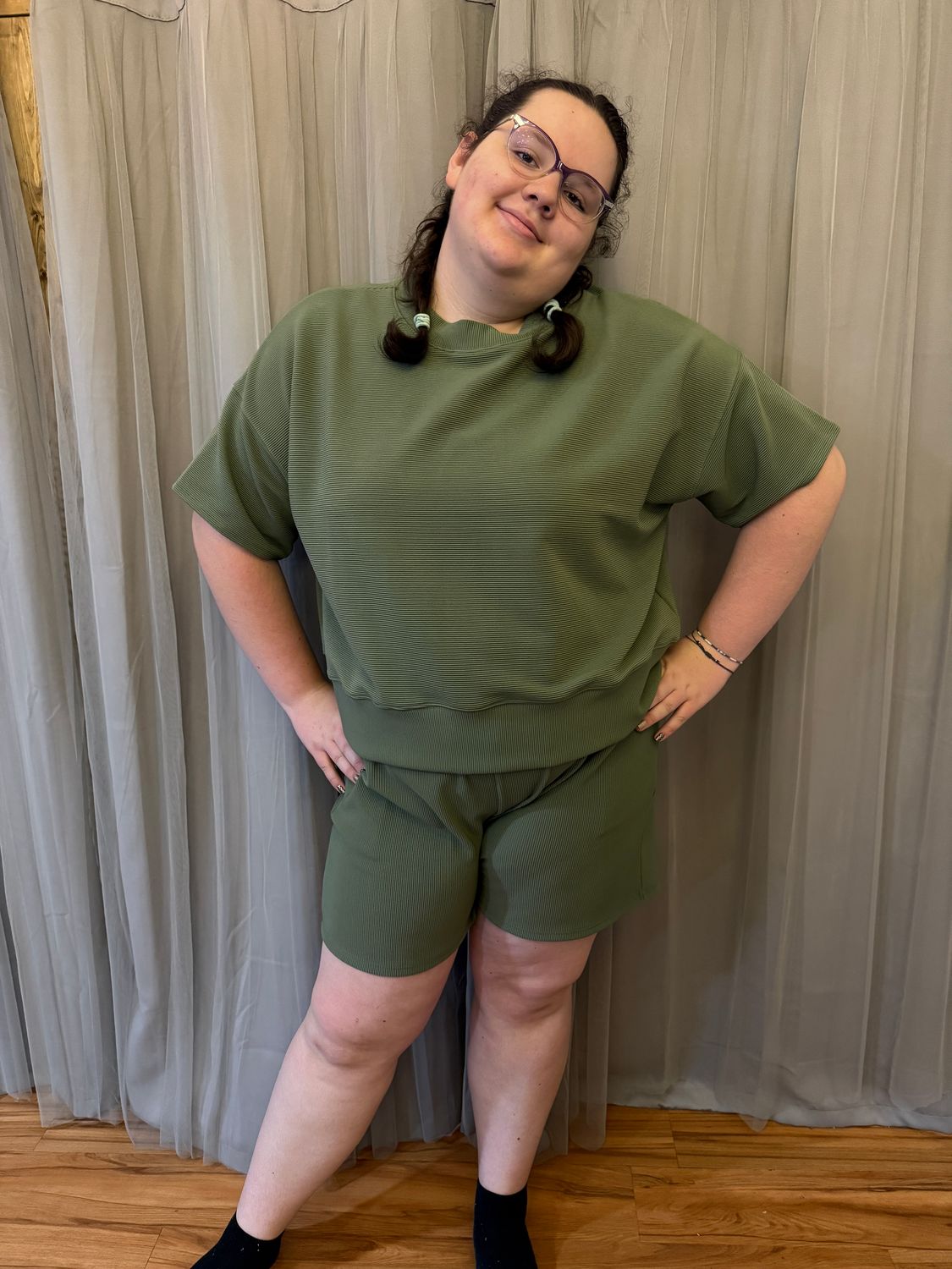 Zenana Green Short Set