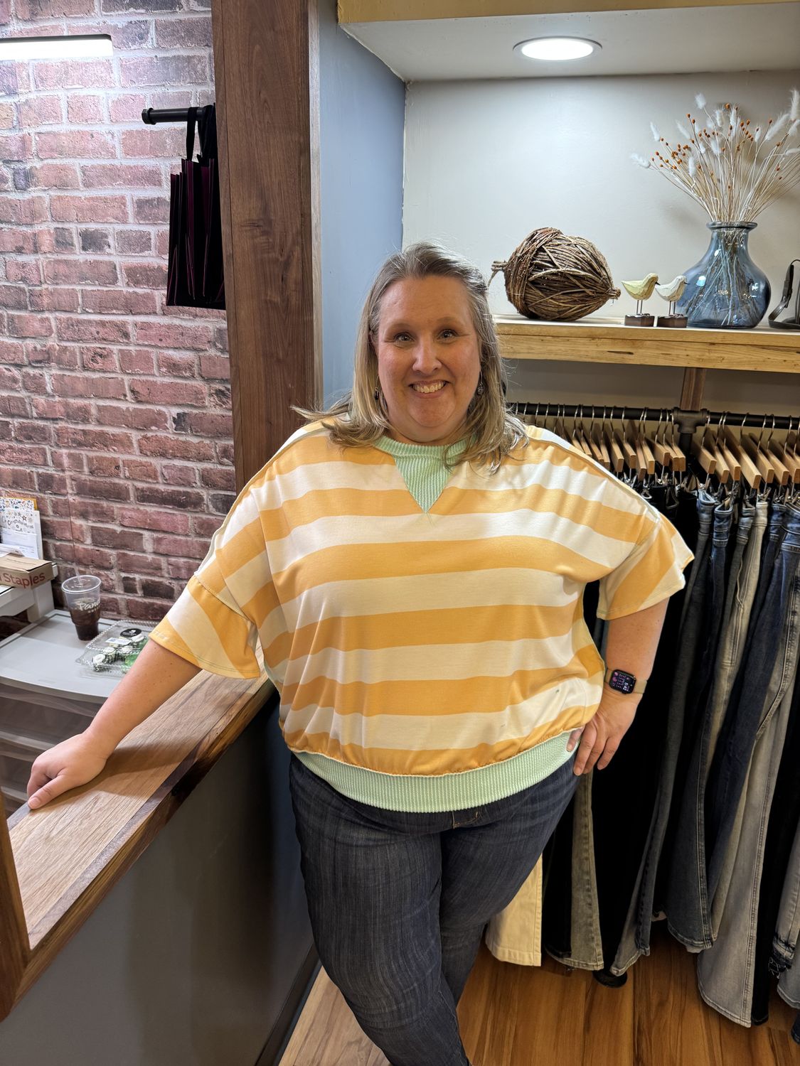 Haptics Yellow Striped Top