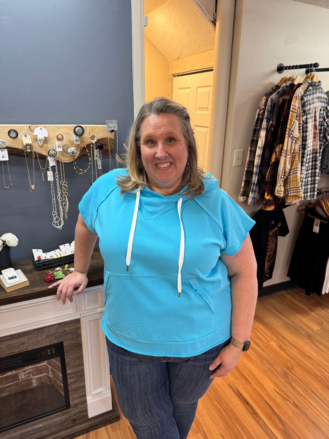 White Birch Turquoise Short Sleeve