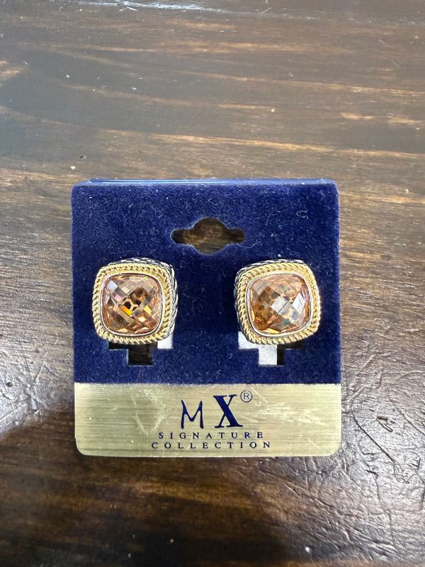 Square Gold Crystal Earrings