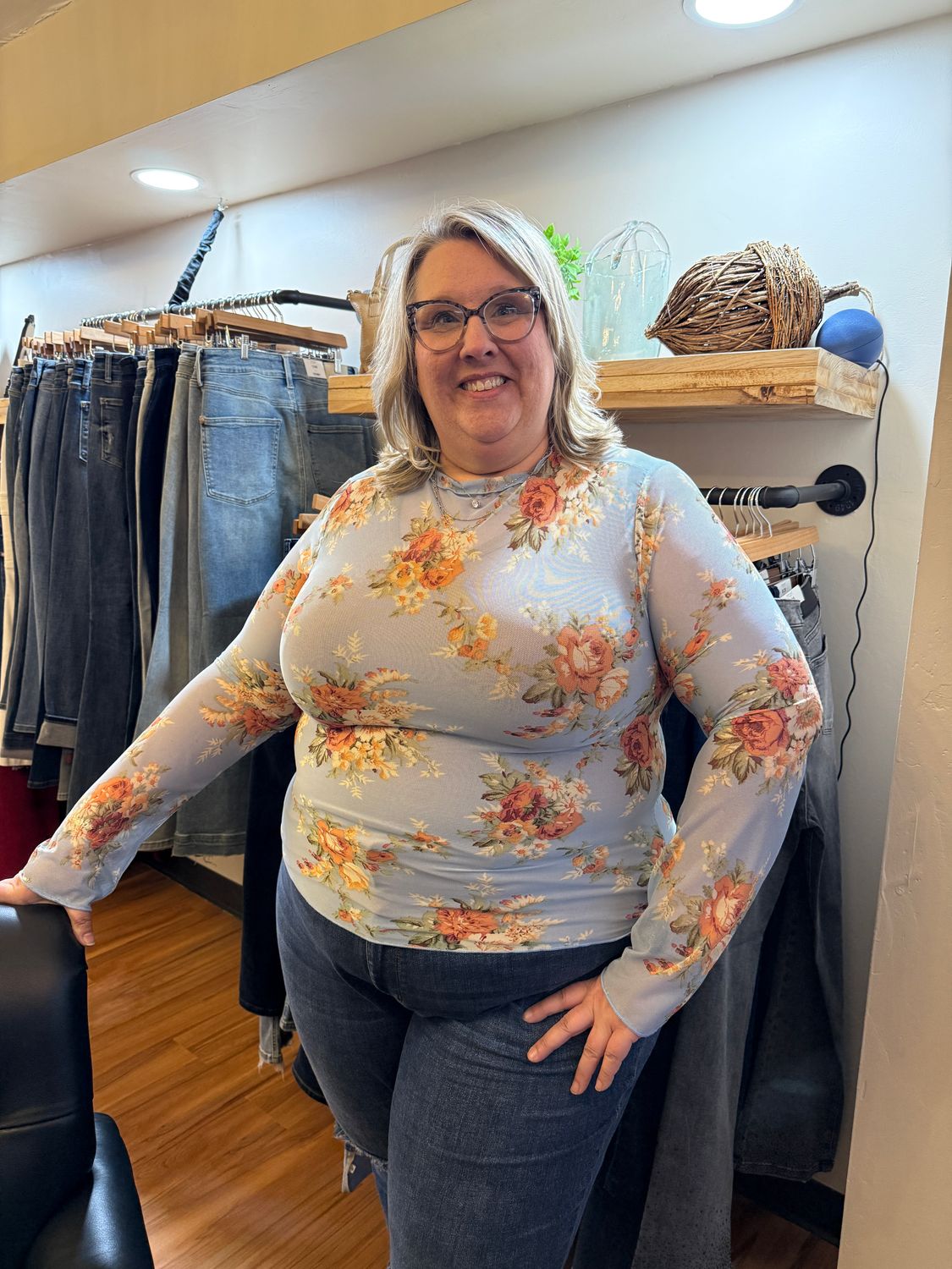 Haptics Blue Floral Mesh