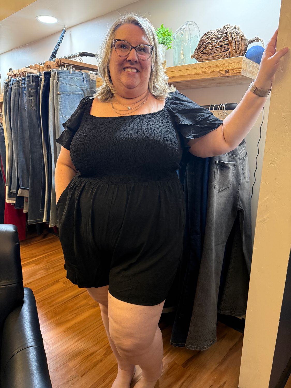 Timing Black Short Romper