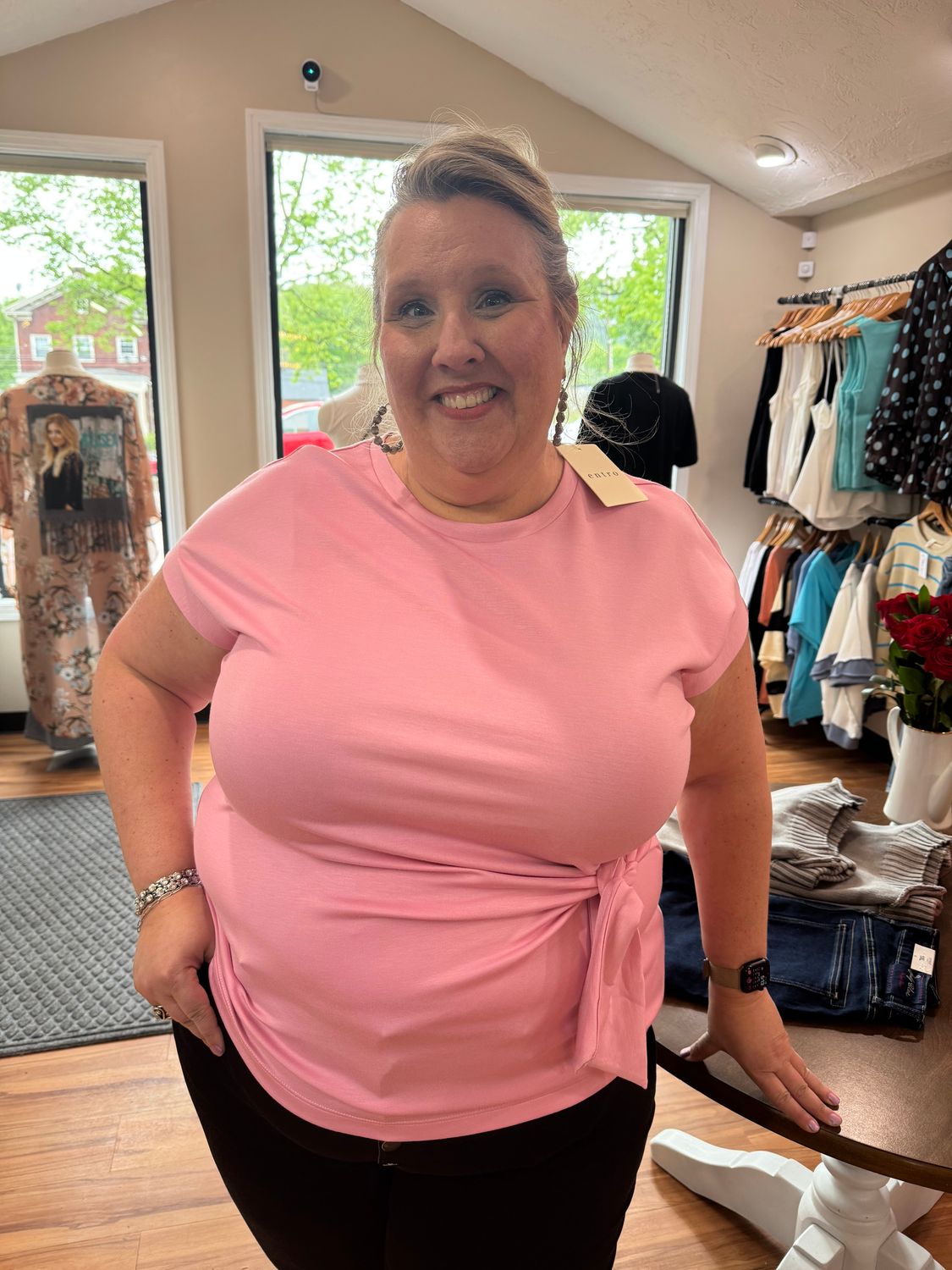 Entro Pink Side Tie Top