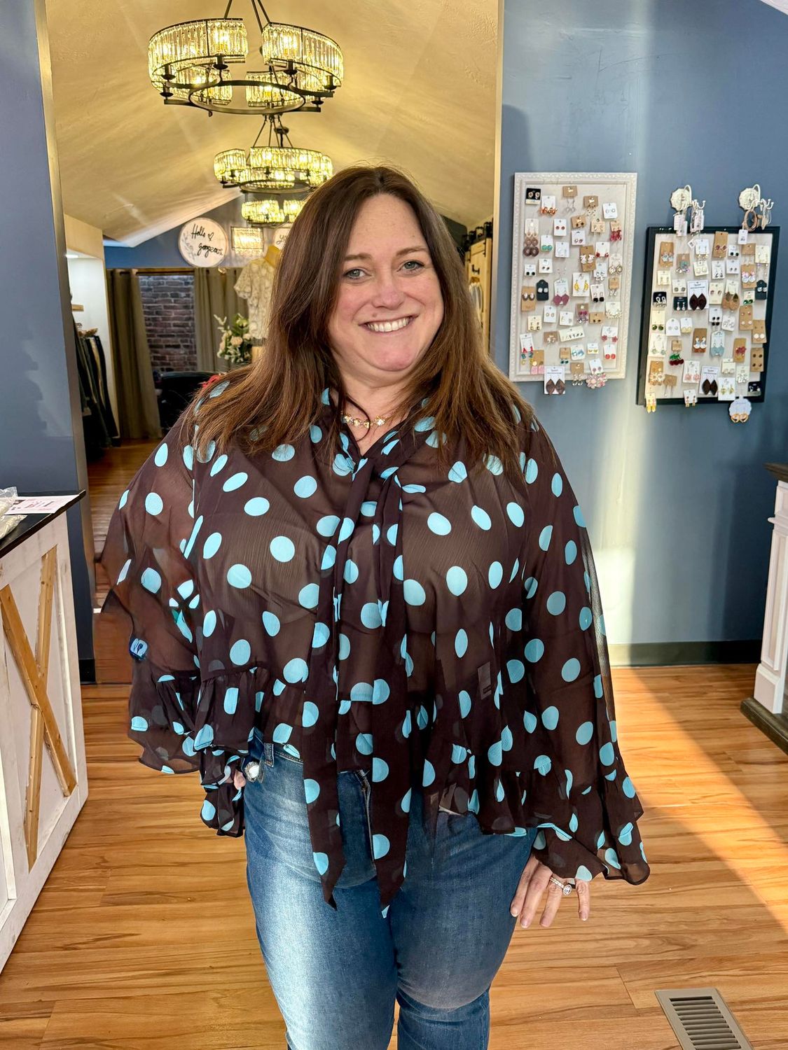 Oddi Brown Polka Dot Blouse