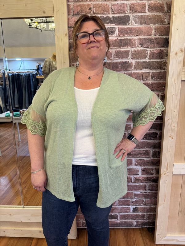 7th Ray Sage Lace Cardigan