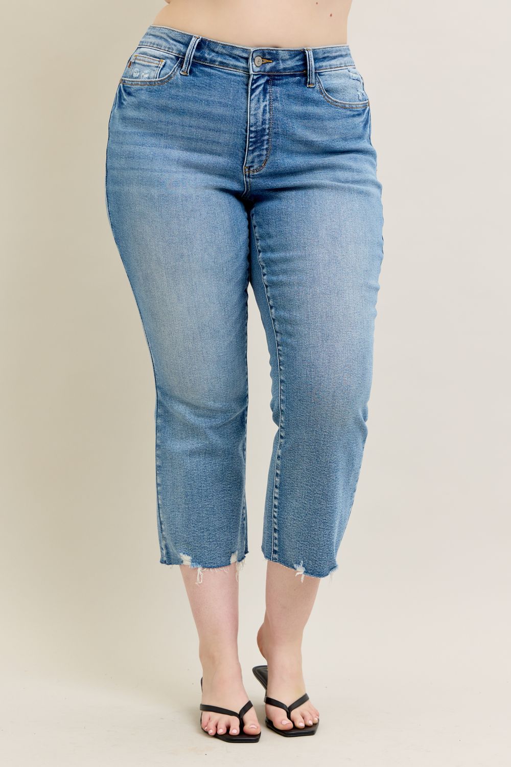 Judy Blue Midrise Destroy Hem Kick Flare 88979