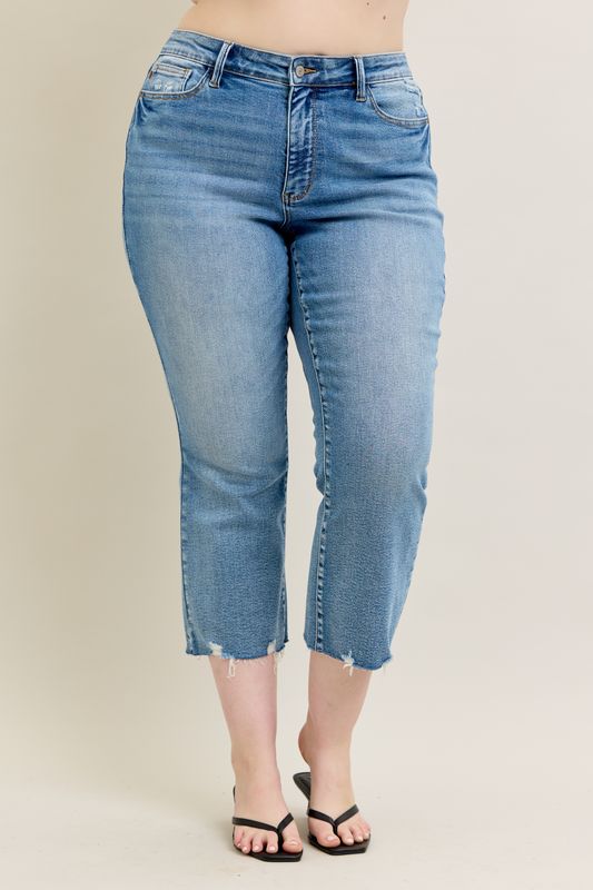 Judy Blue Midrise Destroy Hem Kick Flare 88979
