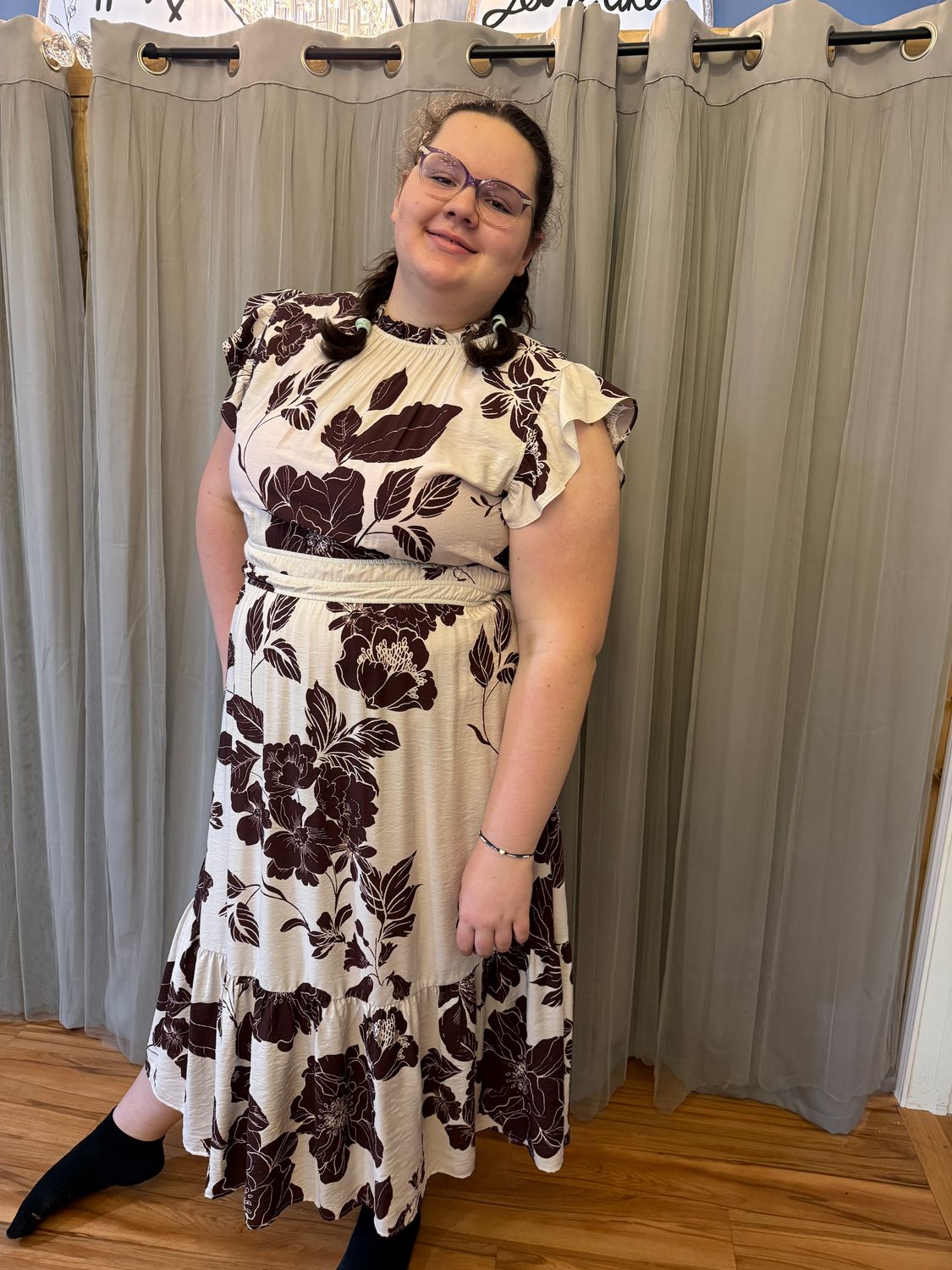 Oddi Brown Floral Dress