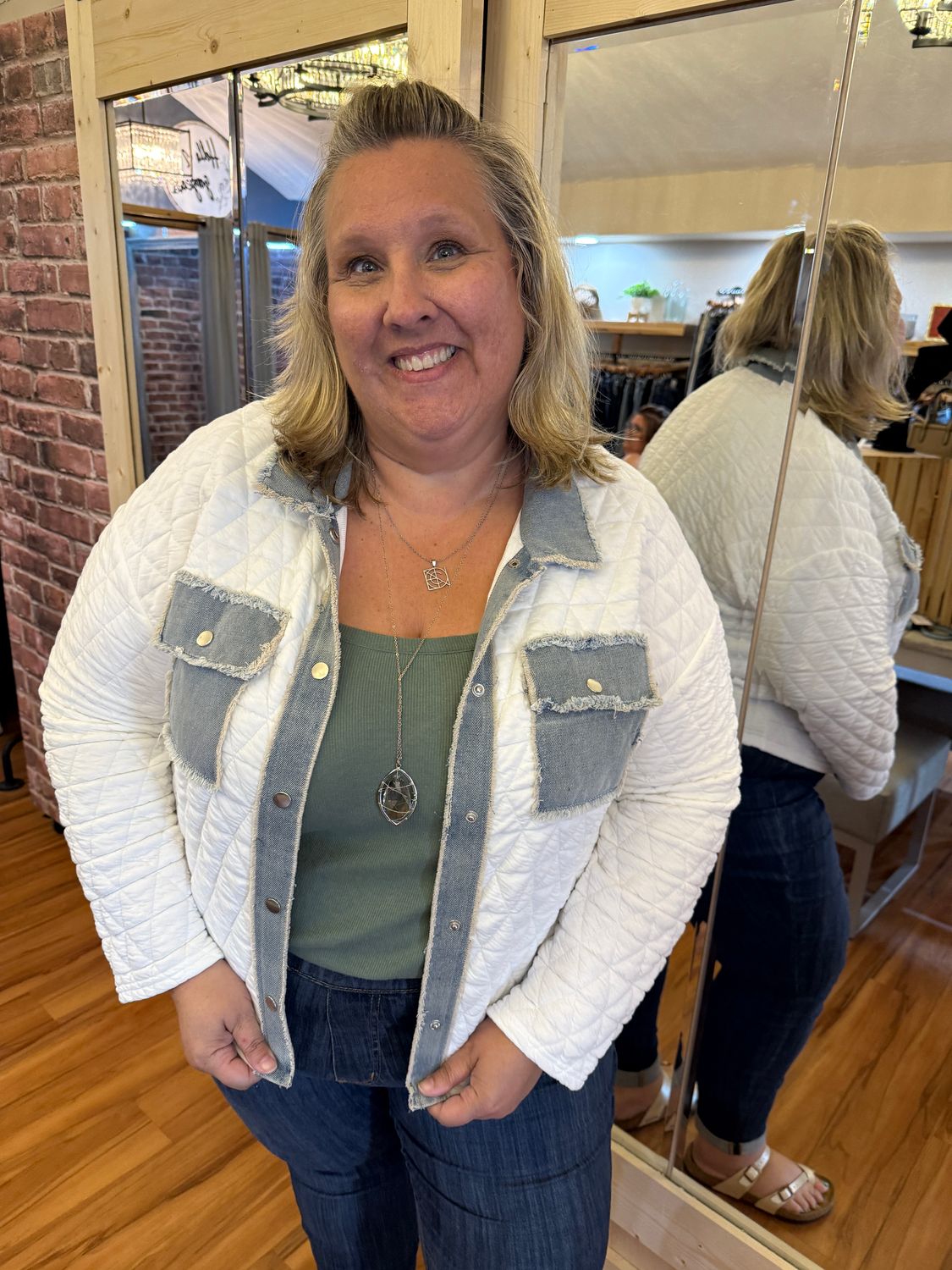 Sew In Love Quilted Jacket with Denim