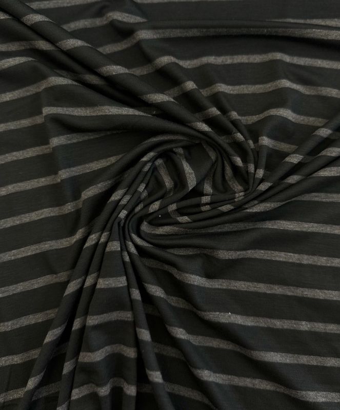 Viscose Lycra Stripe Charcoal/White