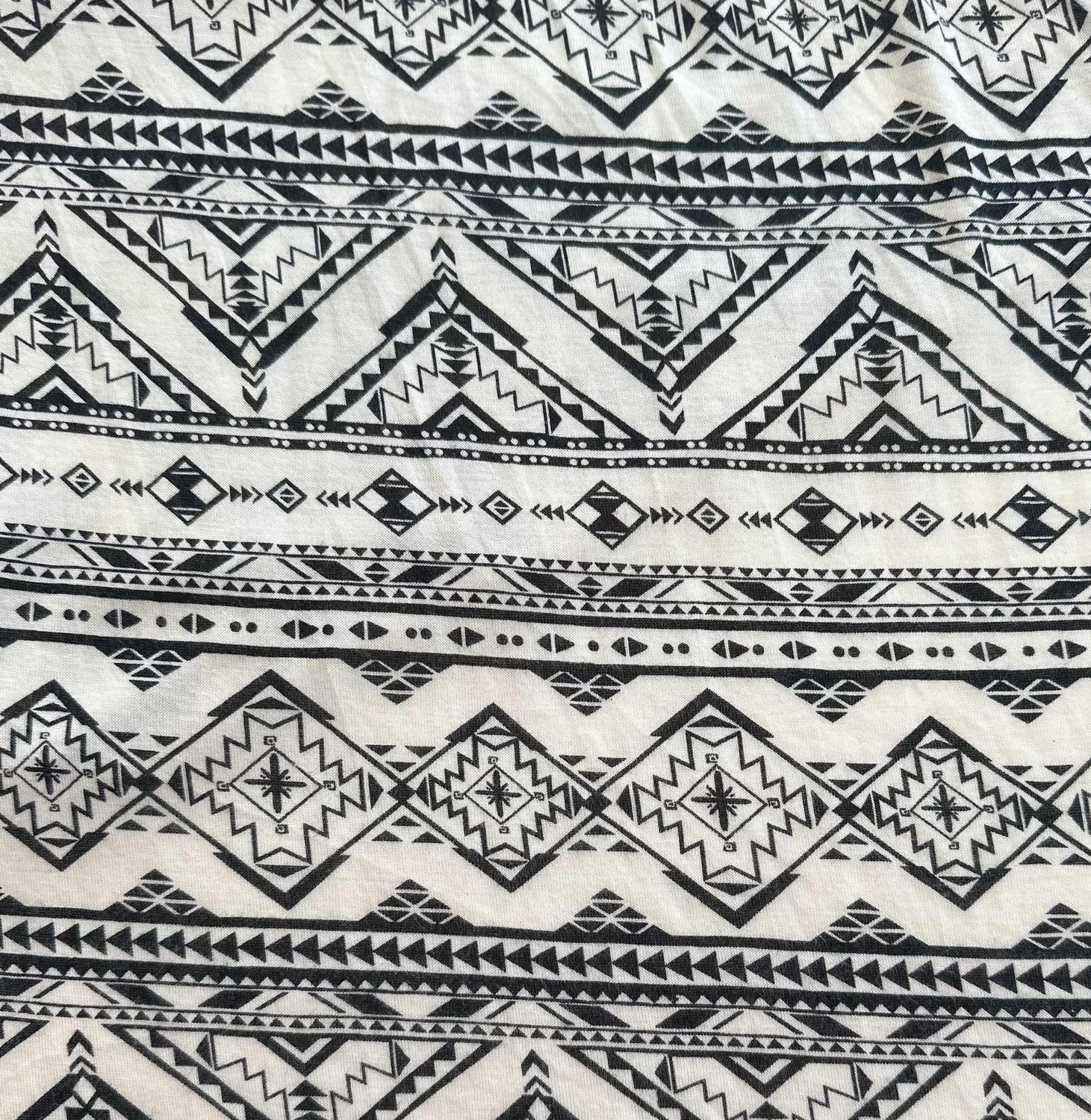 Viscose Lycra Print, Colour: Milk/Black Tribal