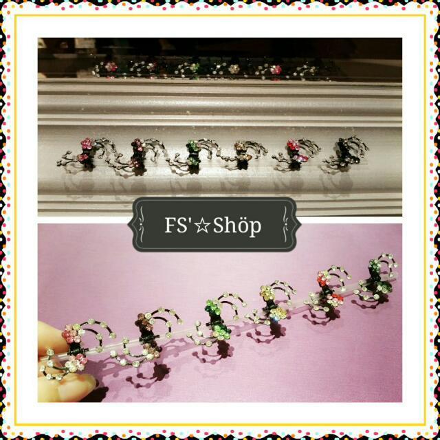Ombre-Colour Crystal Flower Hair Clips