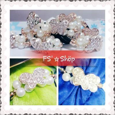 Bling Bling Butterfly Hair Tie w/Pearly beads