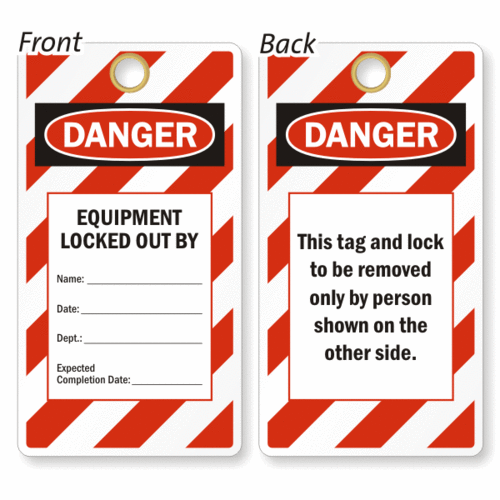DANGER EQUIPMENT LOCK-OUT TAGS