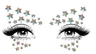 EYE045 Celeste adhesive glow in the dark face jewels sticke