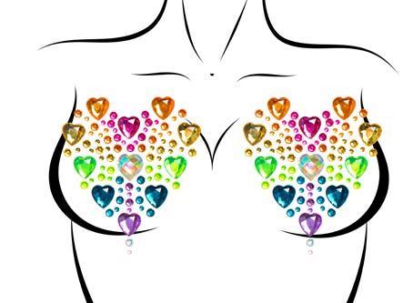 NIPPLE010 Prism adhesive jewel nipple stickers and 2 of 3g body glitter packets