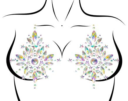 NIPPLE012 Cambria adhesive jewel nipple stickers and 2 of 3g body glitter packets