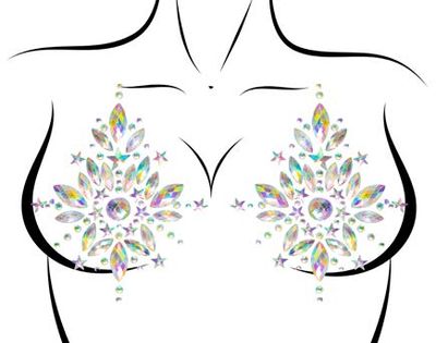 NIPPLE012 Cambria adhesive jewel nipple stickers and 2 of 3g body glitter packets