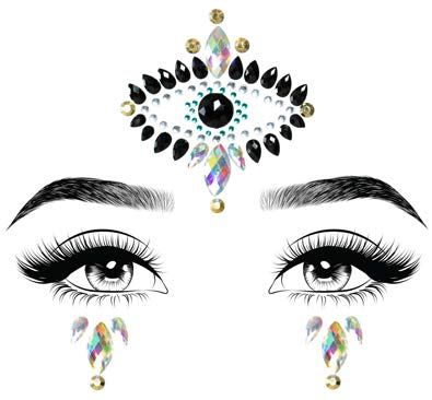 EYE027 Divinity adhesive face jewels sticker and 2 of 3g body glitter packets