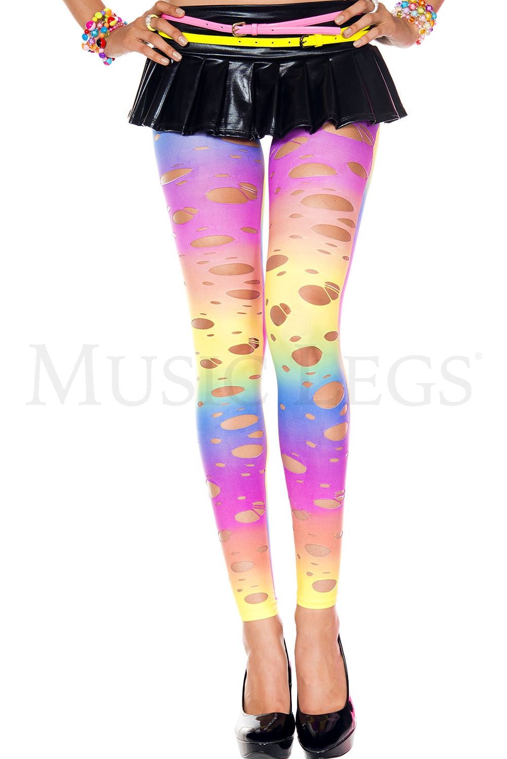 35124 Tattered rainbow leggings