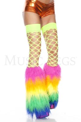 5538 Rainbow furry leg warmers (Glow UV Reactive)