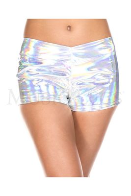 137 Shiny silver booty shorts
