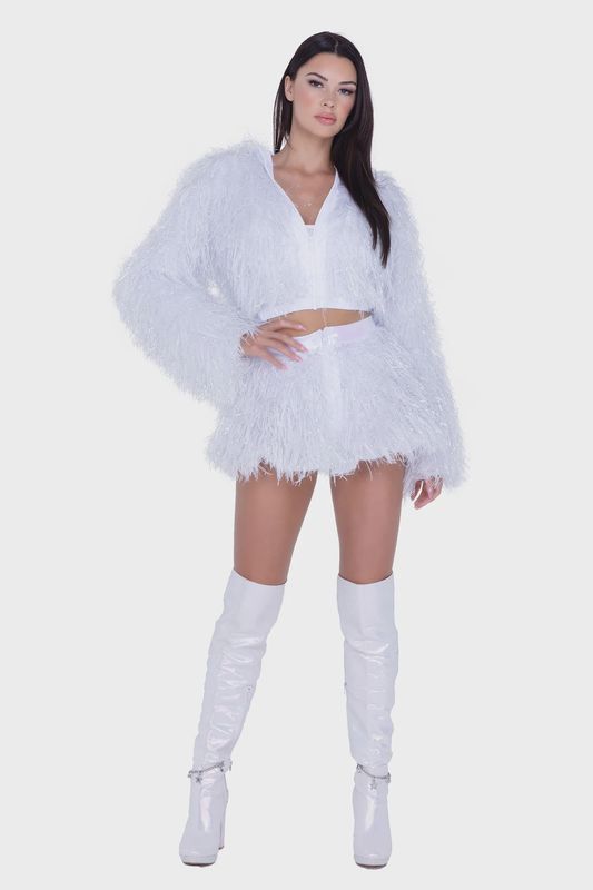 FE299 - LIGHT-UP LUREX SHAG SKIRT