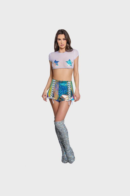 FR123 - LACE-UP VINYL SKIRT