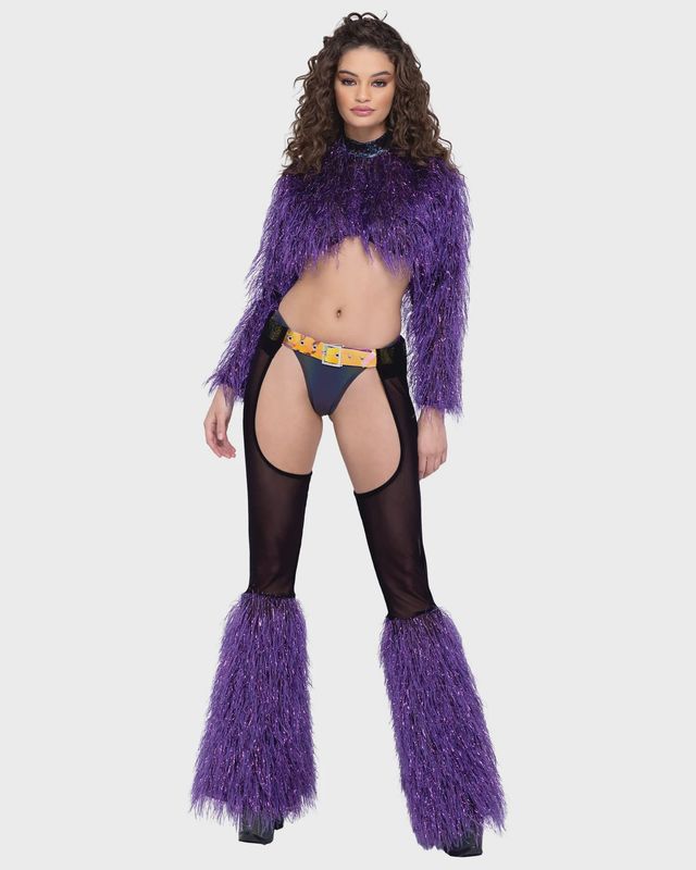 6250 - LONG SLEEVED FAUX FUR CROPPED TOP