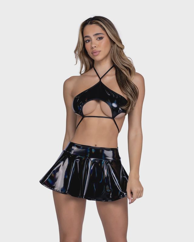 6485 - VINYL FLARE SKIRT