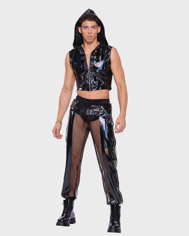 6511 - PRIDE VINYL &amp; FISHNET LIGHT-UP JOGGERS