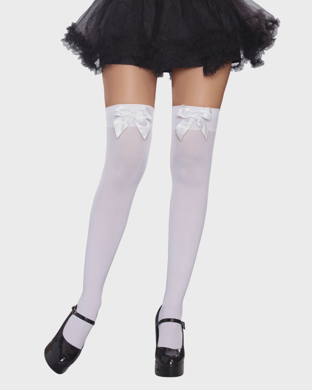 10342 BOW TOP OPAQUE STOCKING, Colour: WHITE
