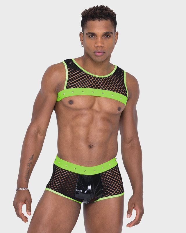 6332 - MENS FISHNET &amp; VINYL TRUNKS, Size: SMALL