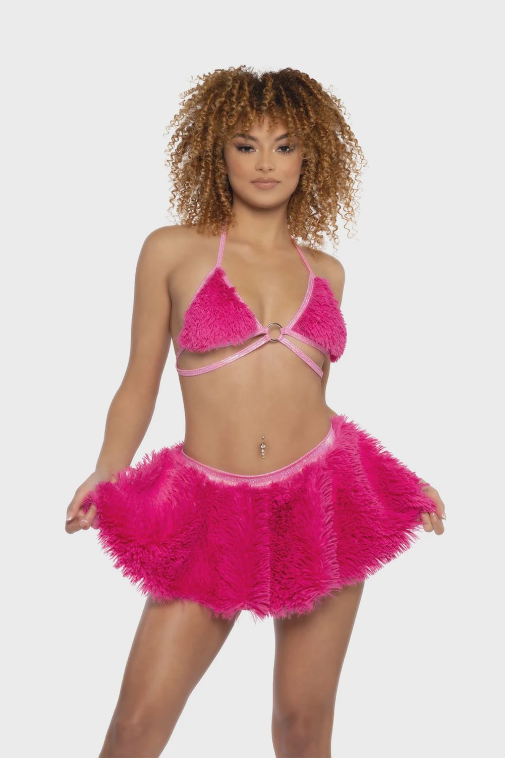 JR148 - FAUX FUR CIRCLE SKIRT, Size: S/M
