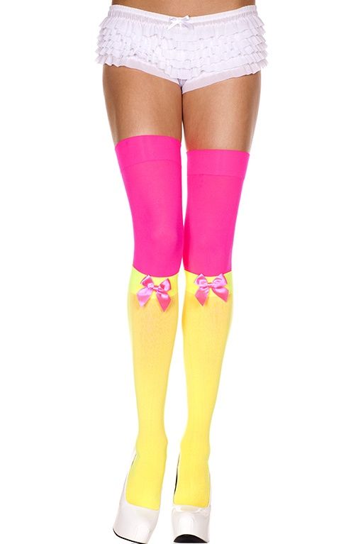 4620 Thigh hi and knee hi with satin bow (2 pairs)