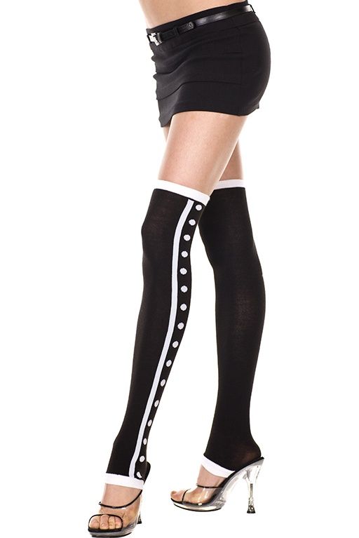 4626 BLACK/WHITE Tuxedo design acrylic footless thigh hi leg warmer