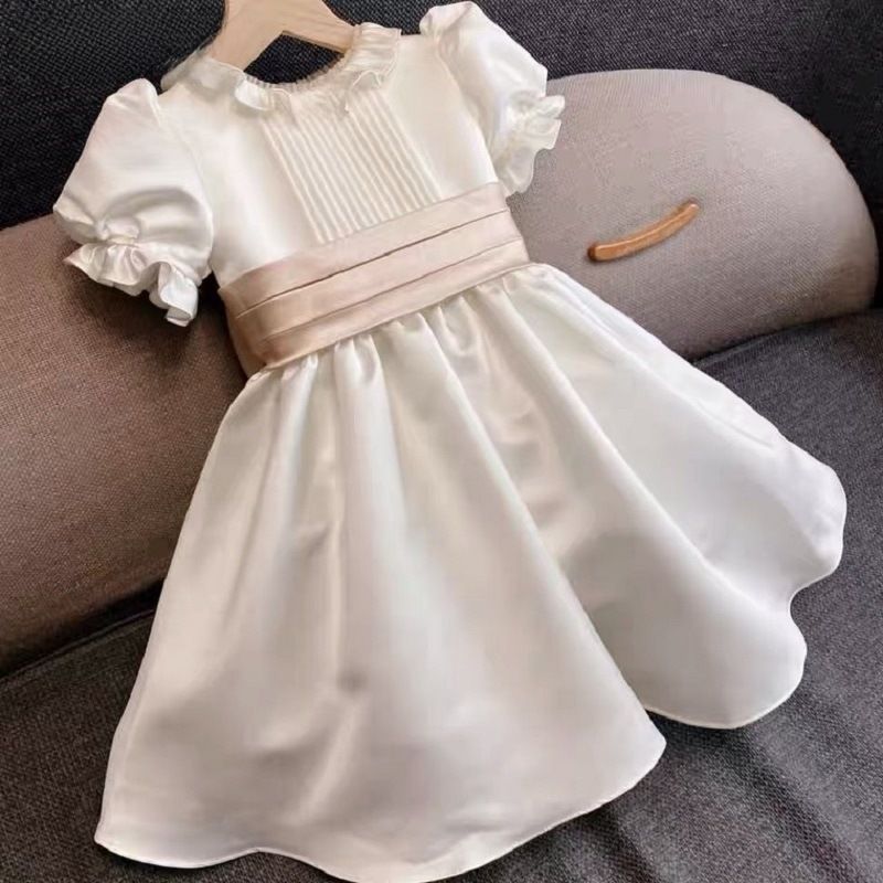 Baby Girl One Year Old Dress Big Bow Princess Dress Retro Elegant Baby Girl Birthday Dress Summer
