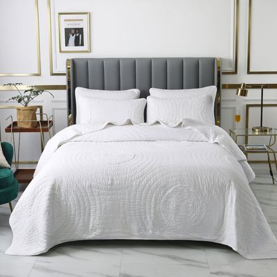 American Style Simple Full Round Embroidered Quilt Pastoral Bedding Three-piece Set Full Quilted Quilt Student Summer Cool Quilt