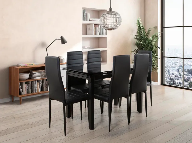 MESADE CRISTAL COMPLETA EXTENSIBLE CON SILLAS MODELO DT58