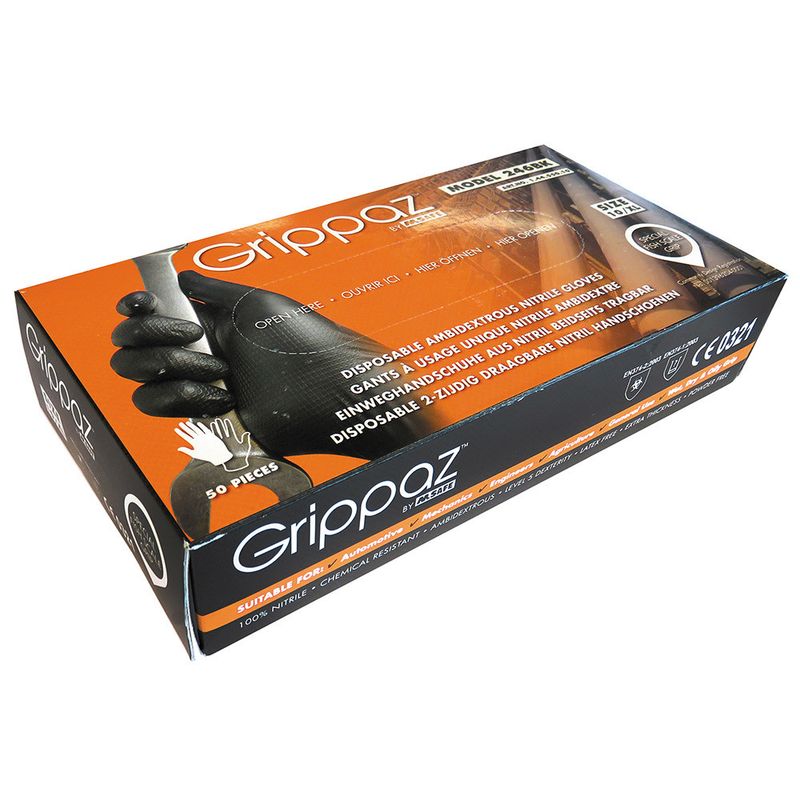 Ühekordsed nitriilkindad M-Safe Grippaz 246BK, 50 tükki
