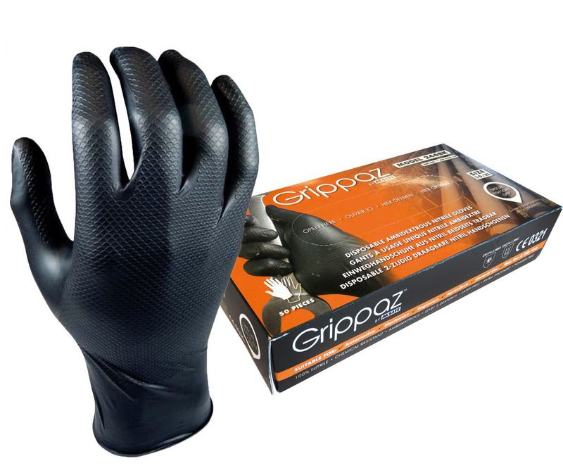 Ühekordsed nitriilkindad M-Safe Grippaz 246BK, 50 tükki
