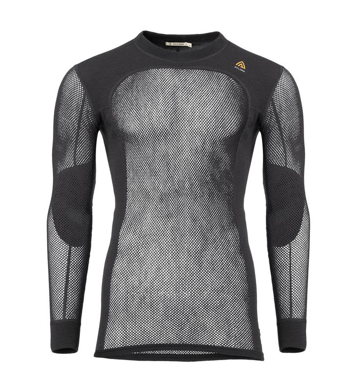 Aclima WoolNet men's long sleeve merino wool mesh thermal base layer shirt for hunting and hiking