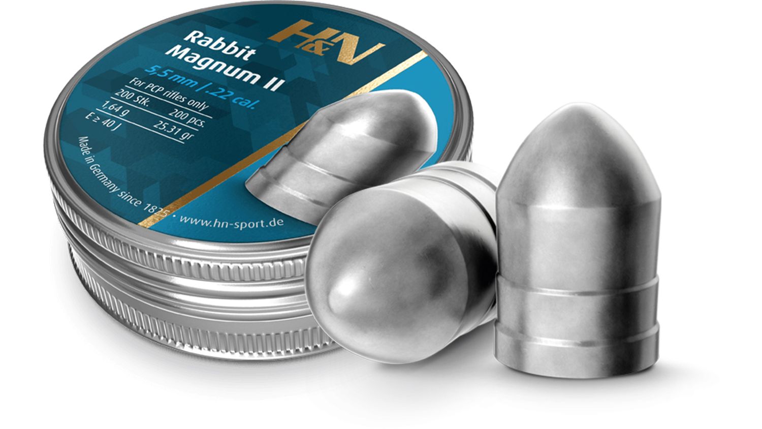 H&amp;N Rabbit Magnum II 5.5 mm 1.64 g airgun pellets. Heavy long-range hunting pellet with exceptional penetration and accuracy.