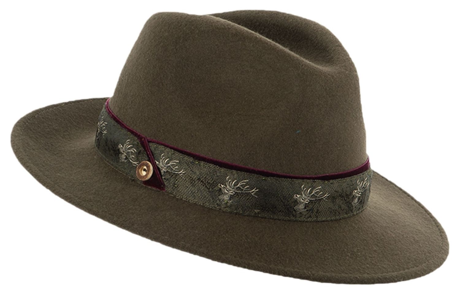 Ladies wool hunting hat with stag motif