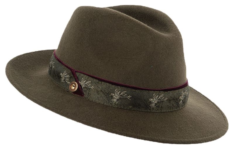 Ladies wool hunting hat with stag motif