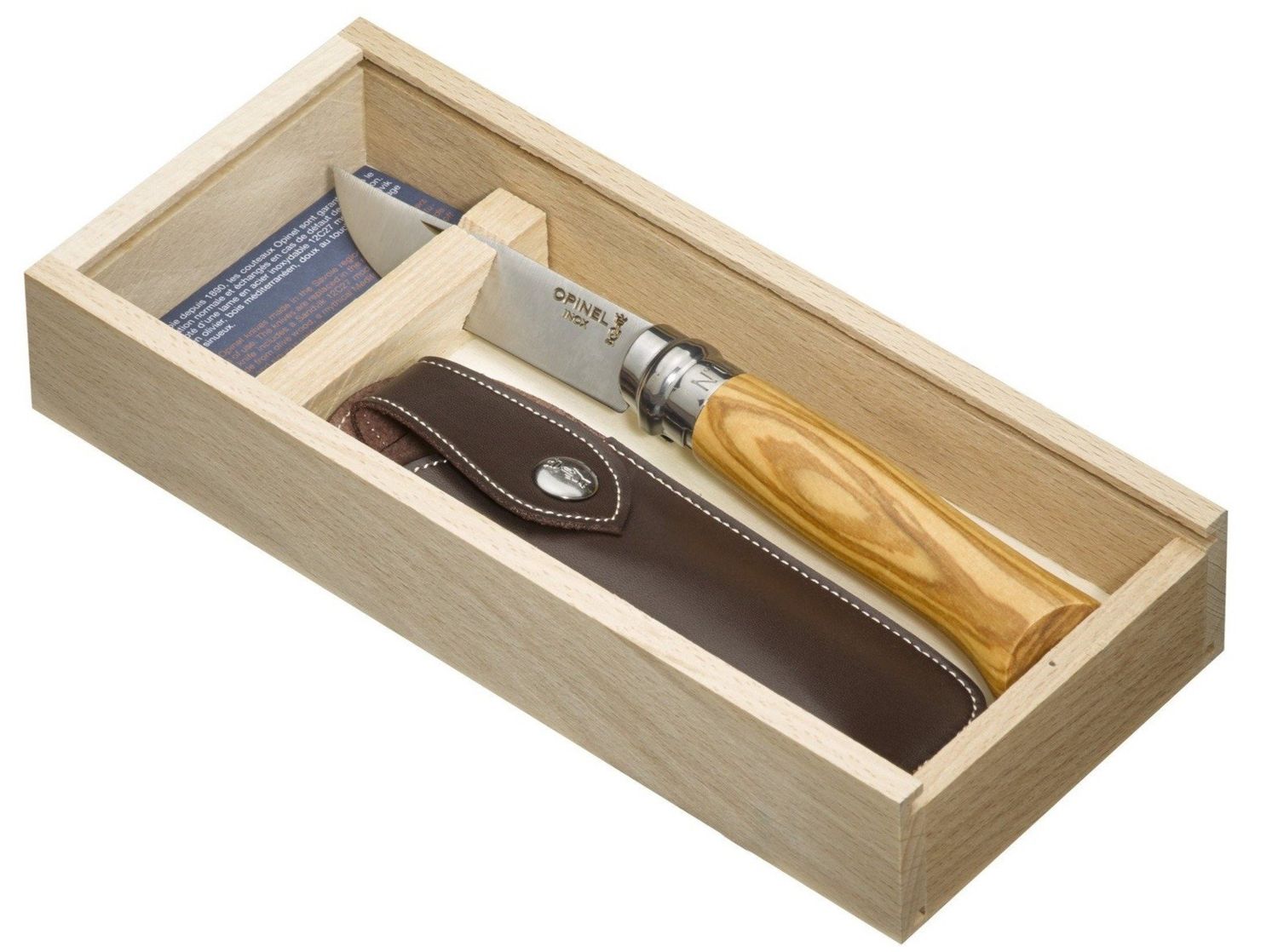 Opinel No. 8 Olive Wood Pocket Knife Gift Set